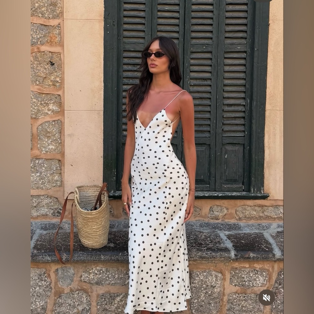 Zara White Polka Dot Slip Dress - Picture 4 of 16
